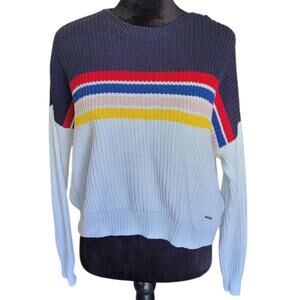 Hollister Rainbow Stripe Chunky Knit Sweater Women’s XS Colorblock Crewneck